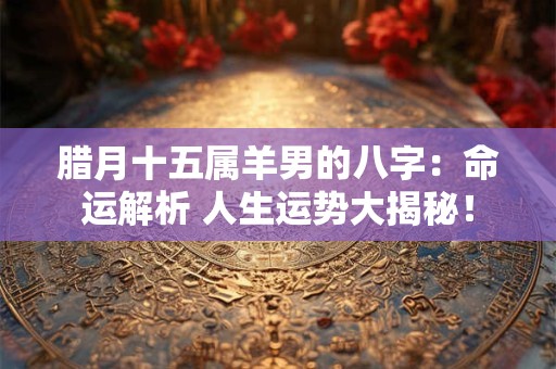 腊月十五属羊男的八字：命运解析 人生运势大揭秘！
