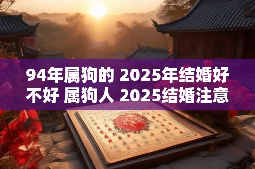 94年属狗的 2025年结婚好不好 属狗人 2025结婚注意事项