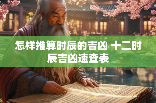 怎样推算时辰的吉凶 十二时辰吉凶速查表