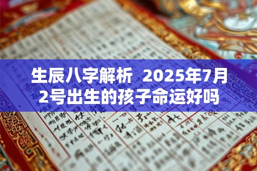 生辰八字解析  2025年7月2号出生的孩子命运好吗