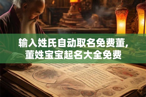 输入姓氏自动取名免费董,董姓宝宝起名大全免费 输入姓氏自动取名免费董,董姓宝宝起名大全免费