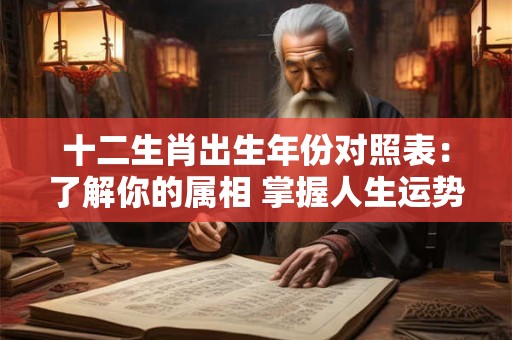 十二生肖出生年份对照表：了解你的属相 掌握人生运势！