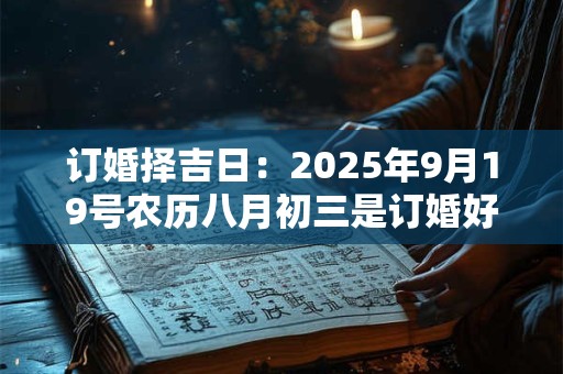 订婚择吉日：2025年9月19号农历八月初三是订婚好日子吗