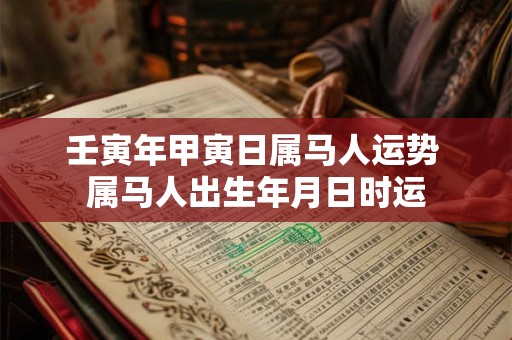 壬寅年甲寅日属马人运势 属马人出生年月日时运