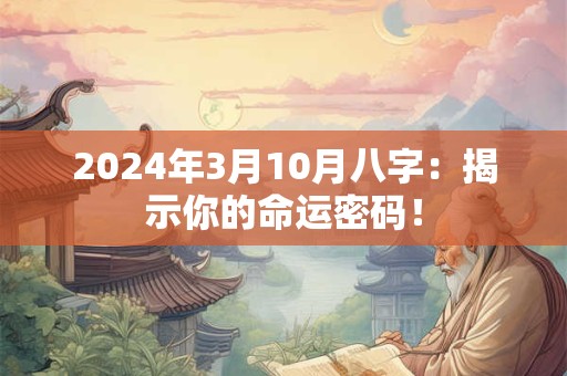 2024年3月10月八字：揭示你的命运密码！