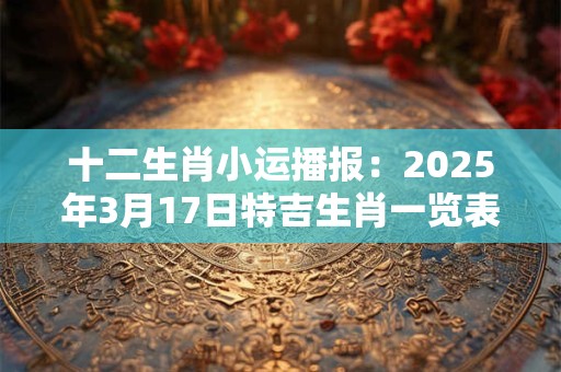 十二生肖小运播报：2025年3月17日特吉生肖一览表