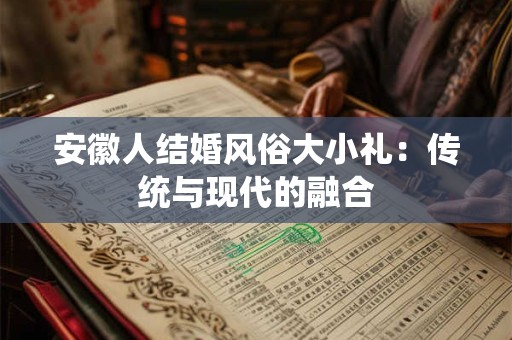 安徽人结婚风俗大小礼：传统与现代的融合