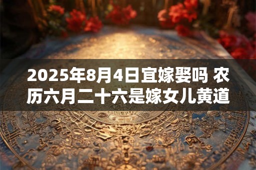 2025年8月4日宜嫁娶吗 农历六月二十六是嫁女儿黄道吉日吗