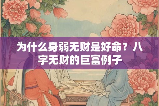 为什么身弱无财是好命？八字无财的巨富例子