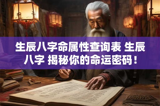 生辰八字命属性查询表 生辰八字 揭秘你的命运密码！