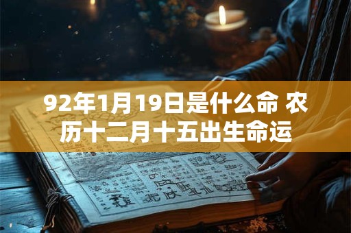 92年1月19日是什么命 农历十二月十五出生命运