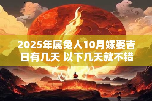 2025年属兔人10月嫁娶吉日有几天 以下几天就不错
