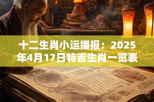 十二生肖小运播报：2025年4月17日特吉生肖一览表