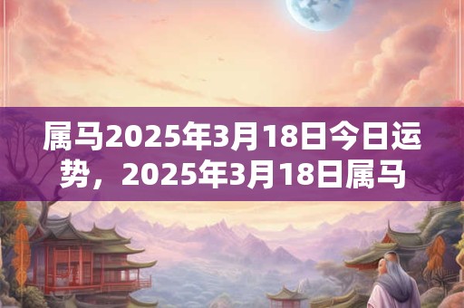 属马2025年3月18日今日运势，2025年3月18日属马人运势好吗？
