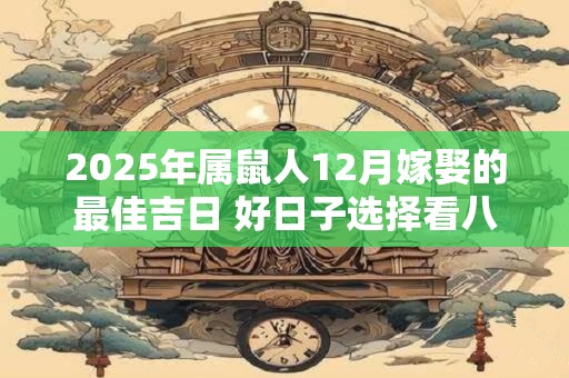2025年属鼠人12月嫁娶的最佳吉日 好日子选择看八字