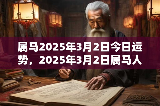 属马2025年3月2日今日运势，2025年3月2日属马人运势好吗？