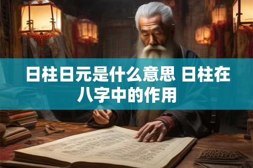 日柱日元是什么意思 日柱在八字中的作用