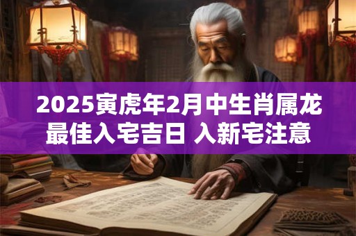 2025寅虎年2月中生肖属龙最佳入宅吉日 入新宅注意事项