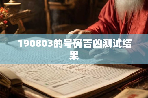 190803的号码吉凶测试结果