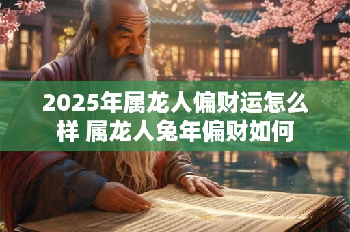 2025年属龙人偏财运怎么样 属龙人兔年偏财如何