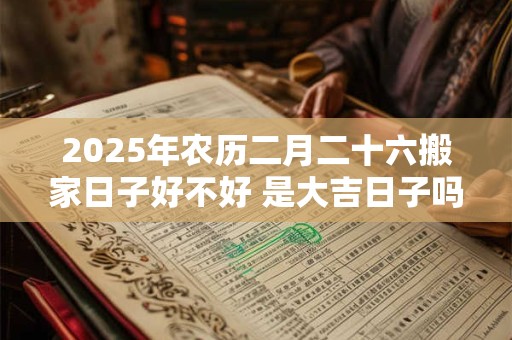 2025年农历二月二十六搬家日子好不好 是大吉日子吗