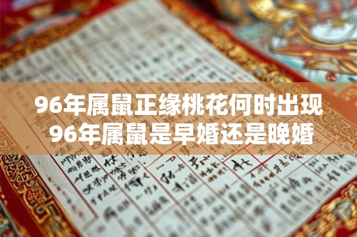 96年属鼠正缘桃花何时出现 96年属鼠是早婚还是晚婚
