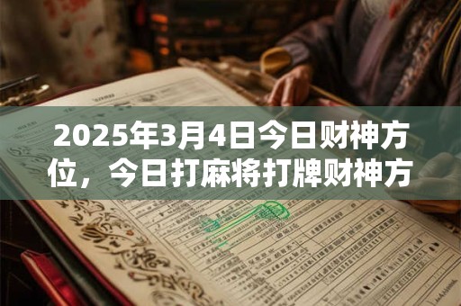 2026年3月4日今日财神方位，今日打麻将打牌财神方位
