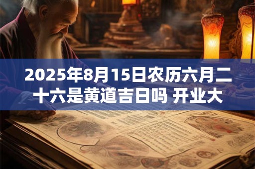 2025年8月15日农历六月二十六是黄道吉日吗 开业大吉吗