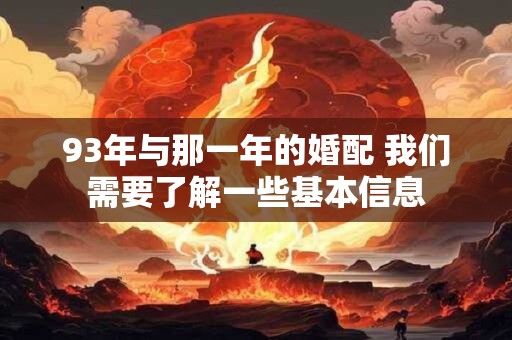 93年与那一年的婚配 我们需要了解一些基本信息