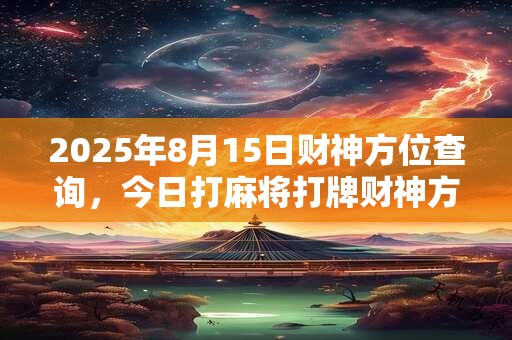 2025年8月15日财神方位查询，今日打麻将打牌财神方位