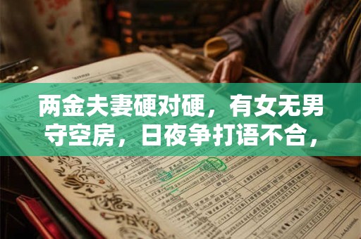 两金夫妻硬对硬，有女无男守空房，日夜争打语不合，各人各心各白眼。