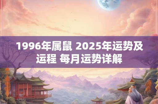 1996年属鼠 2025年运势及运程 每月运势详解