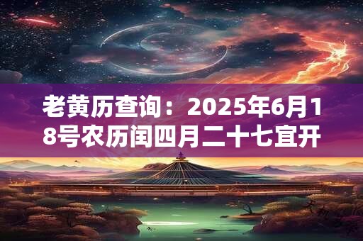 老黄历查询：2025年6月18号农历闰四月二十七宜开业吗