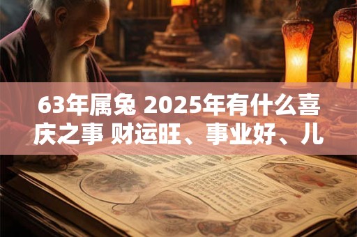 63年属兔 2025年有什么喜庆之事 财运旺、事业好、儿女成家