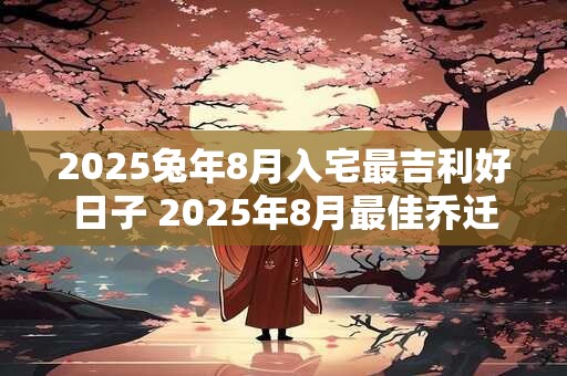 2025兔年8月入宅最吉利好日子 2025年8月最佳乔迁日期