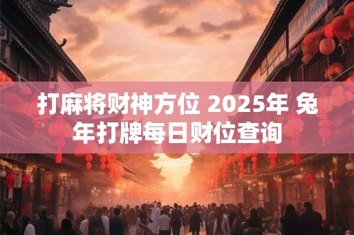 打麻将财神方位 2025年 兔年打牌每日财位查询