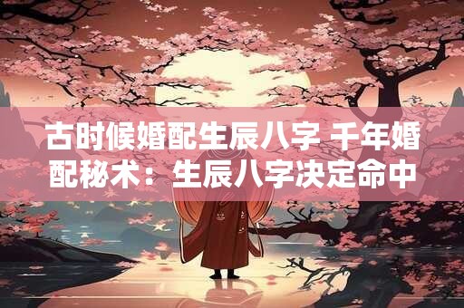古时候婚配生辰八字 千年婚配秘术：生辰八字决定命中良缘！