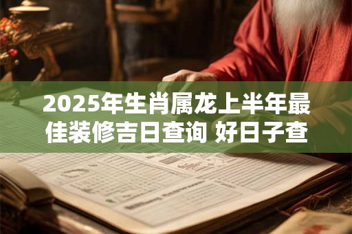 2025年生肖属龙上半年最佳装修吉日查询 好日子查询