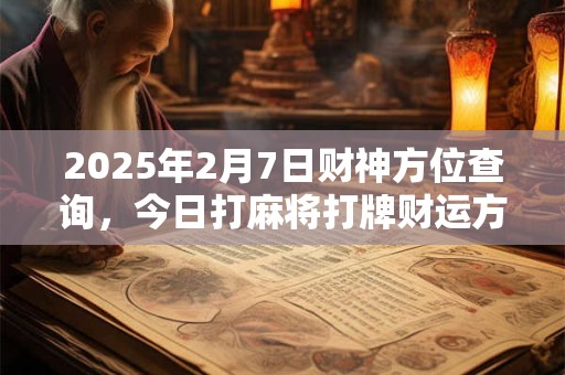 2025年2月7日财神方位查询，今日打麻将打牌财运方位