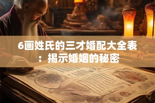 6画姓氏的三才婚配大全表：揭示婚姻的秘密