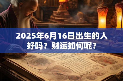 2025年6月16日出生的人好吗？财运如何呢？