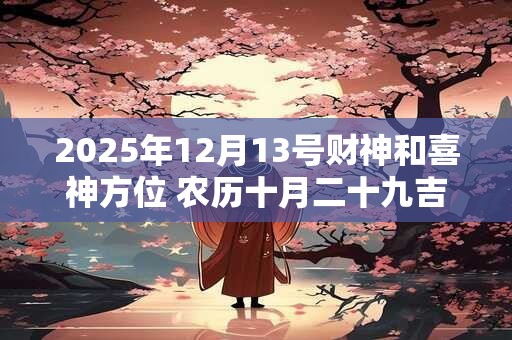 2025年12月13号财神和喜神方位 农历十月二十九吉时查询