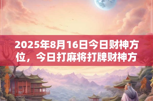 2025年8月16日今日财神方位，今日打麻将打牌财神方位