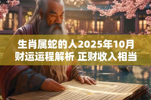 生肖属蛇的人2025年10月财运运程解析 正财收入相当可观