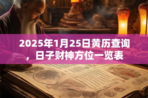 2025年1月25日黄历查询，日子财神方位一览表