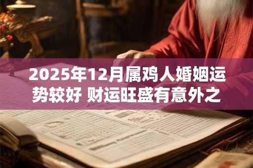 2025年12月属鸡人婚姻运势较好 财运旺盛有意外之财