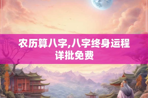 农历算八字,八字终身运程详批免费