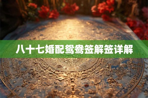 八十七婚配鸳鸯签解签详解