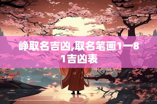 峥取名吉凶,取名笔画1一81吉凶表