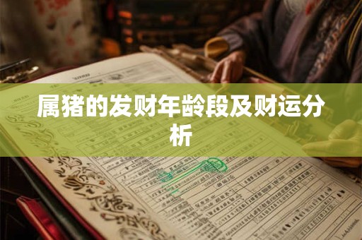 属猪的发财年龄段及财运分析 属猪的发财年龄段及财运分析
